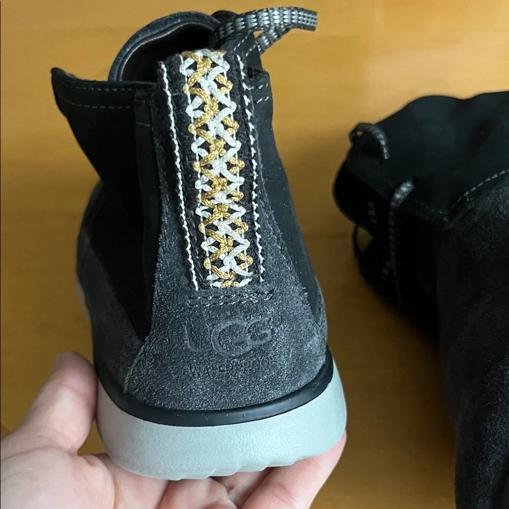 UGG Men's Charcoal leather Chukka Boots with gray Soles